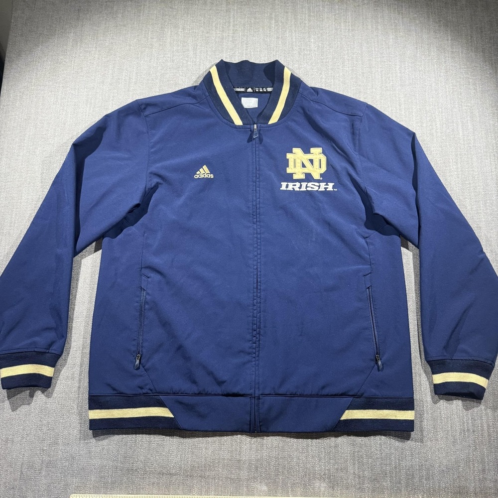 Notre Dame Fighting Irish Jacket Mens XL Blue NCAA Basketball Adidas Full Zip